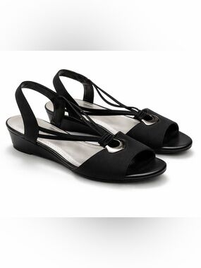 Marbella sandal. Black. Size 8 1/2M. Very small heel. About 1 1/2 heel. Used.